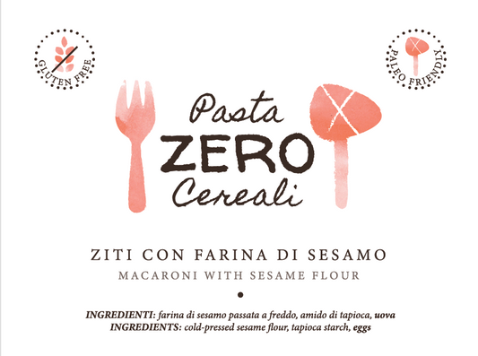 Ziti Rigati ZeroCereali con Farina di Sesamo. No Glutine - No Legumi - No Latticini
