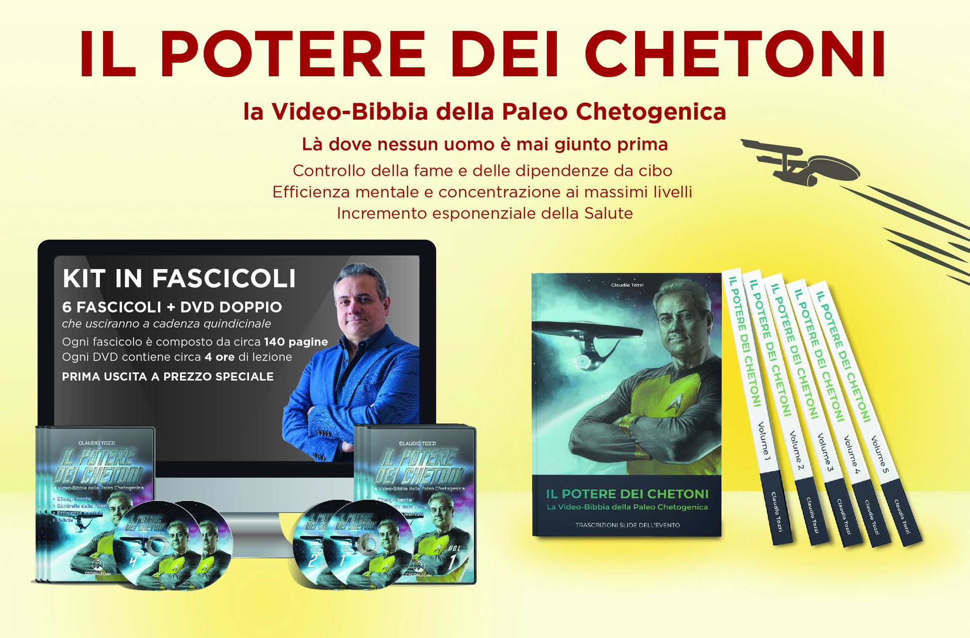 Il Potere dei Chetoni: là dove nessun uomo è mai giunto prima. 12 DVD + Libro - C. Tozzi -  (corso-completo-6-fascicoli+12dvd)