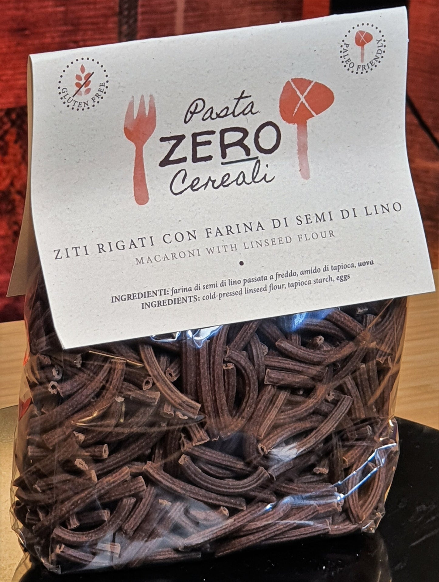 Ziti rigati ZeroCereali con Farina di Lino. No Glutine - No Legumi - No Latticini