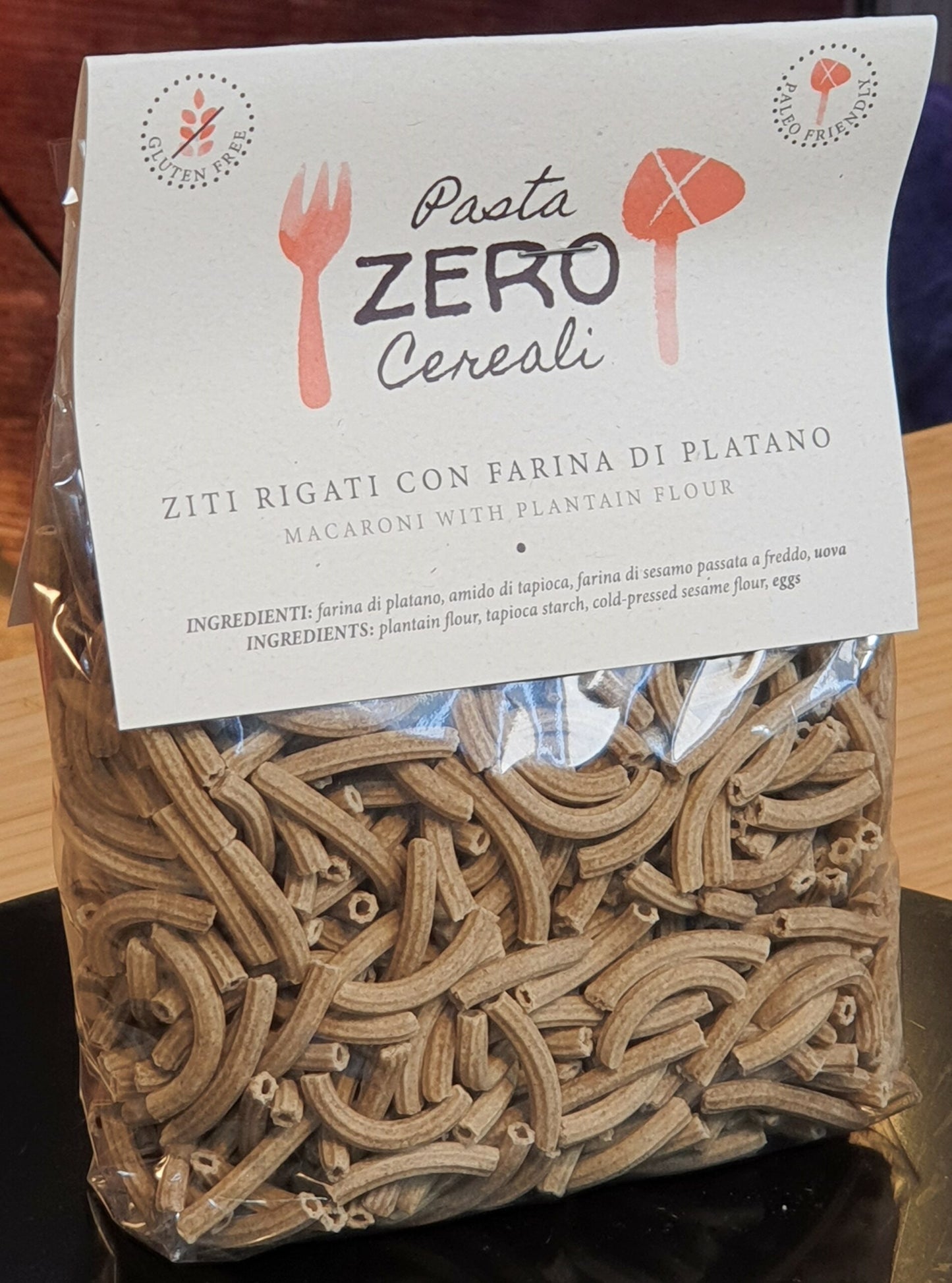 Ziti (Maccheroncini rigati) ZeroCereali con Farina di Platano. No Glutine - No Legumi - No Latticini