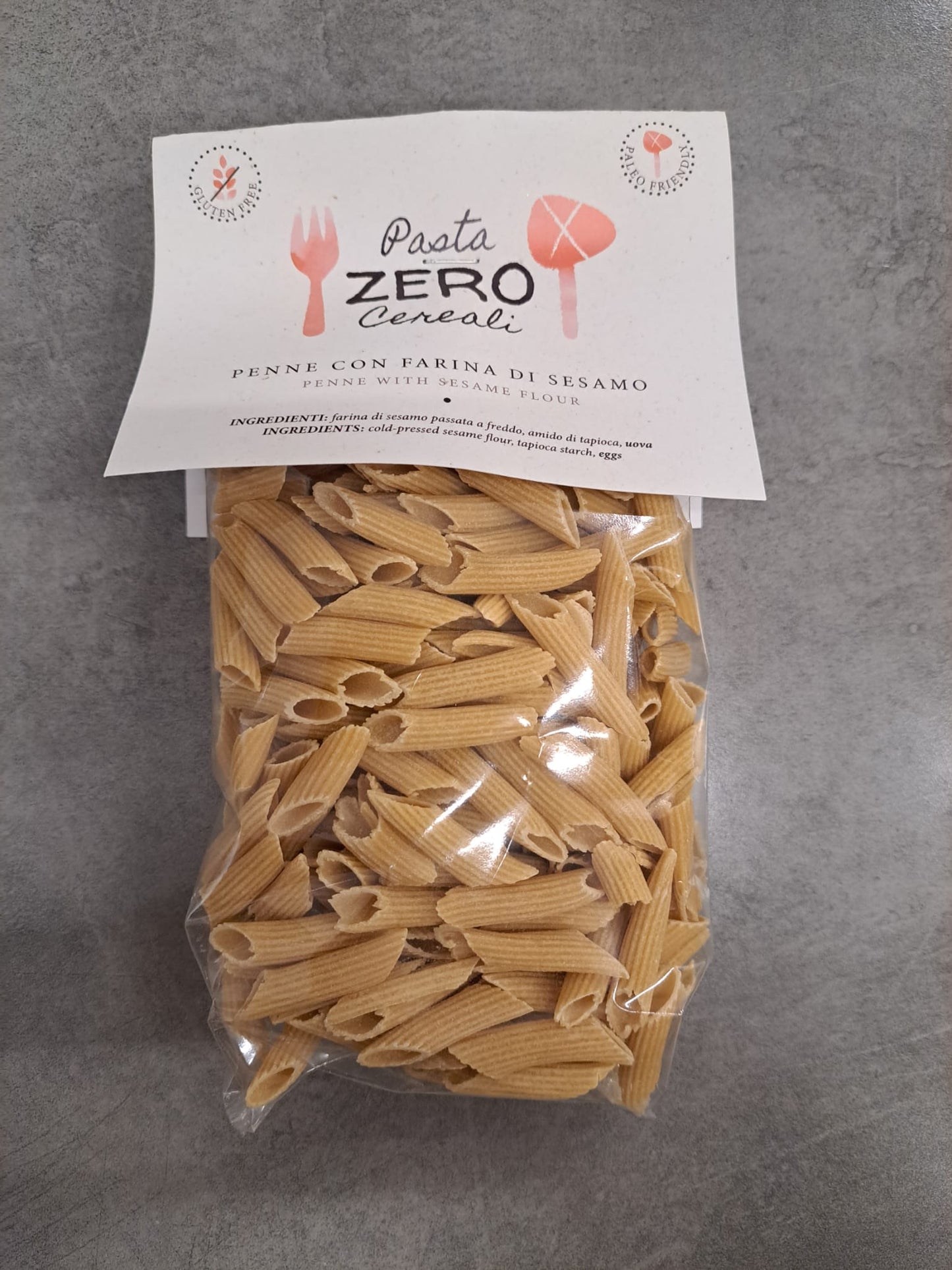 Penne ZeroCereali con Farina di Sesamo. No Glutine - No Legumi - No Latticini