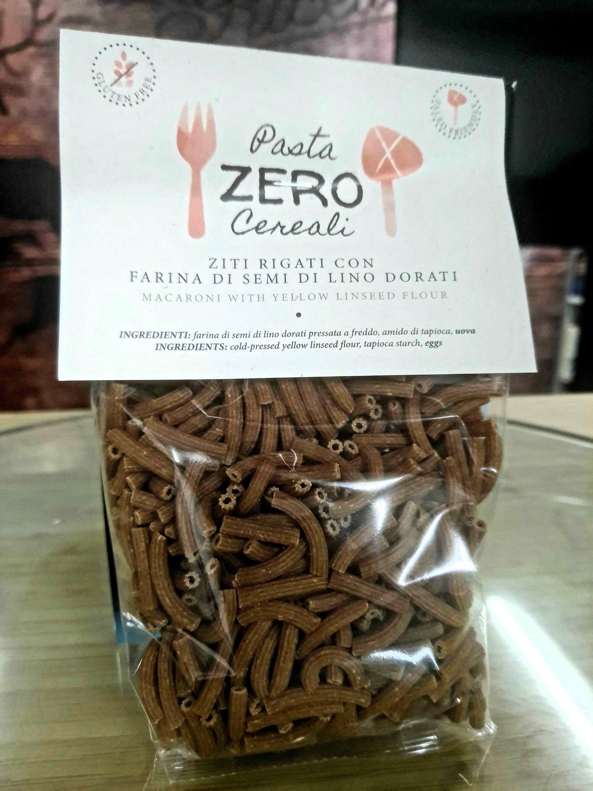 Ziti ZeroCereali con Farina di Semi di Lino Dorati - No Glutine - No Legumi - No Latticini