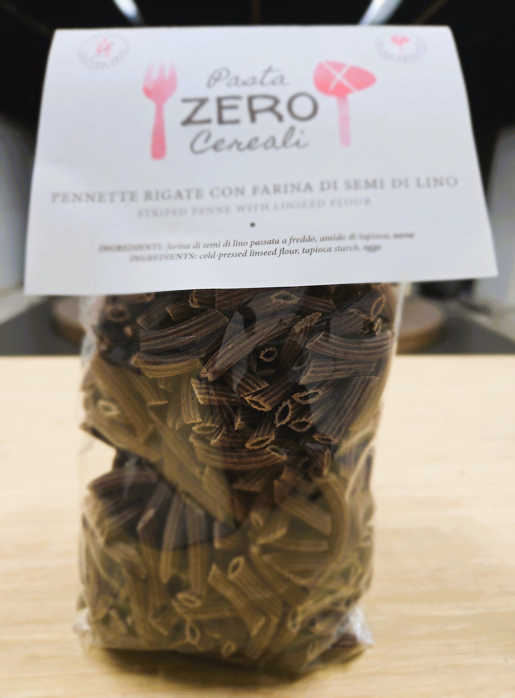 Pennette rigate ZeroCereali con Farina di Lino. No Glutine - No Legumi - No Latticini